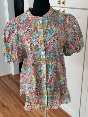 J.Crew Floral Puff Sleeve Blouse | Size 12 | Liberty-Style Print